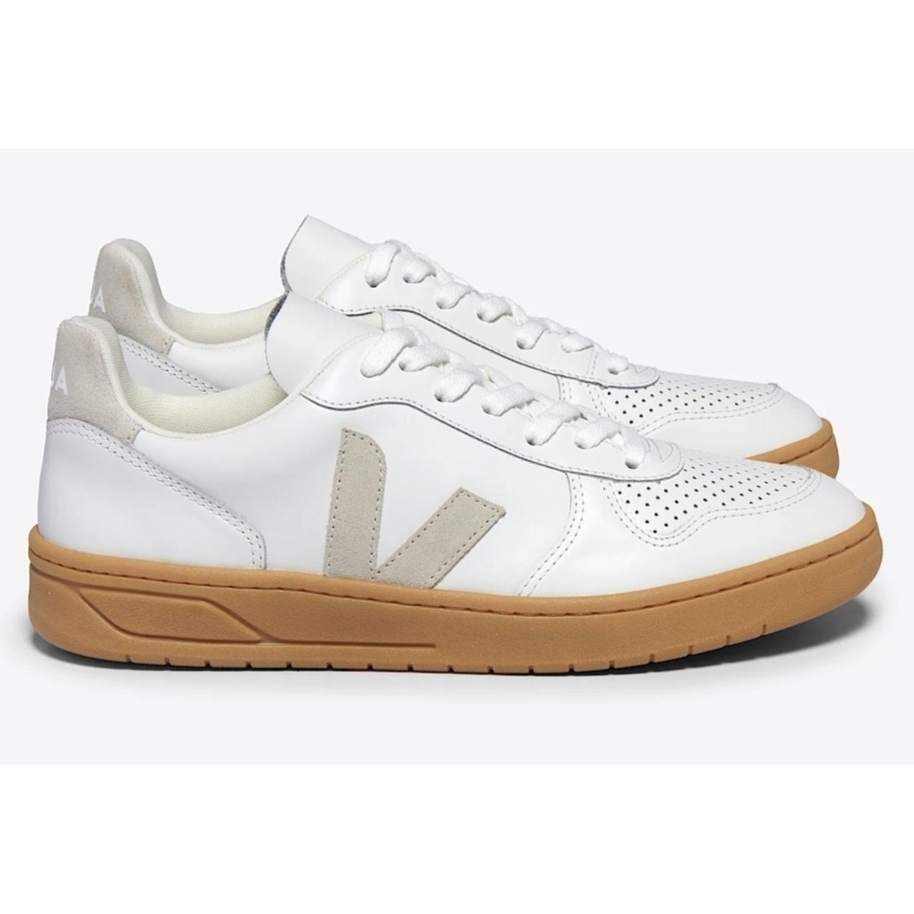 Mens Size 9- Veja V-10 Leather White Natural Sneaker Shoes NEW